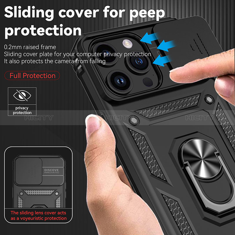 Coque Contour Silicone et Plastique Housse Etui Mat avec Magnetique Support Bague Anneau MQ1 pour Apple iPhone 13 Pro Max Plus