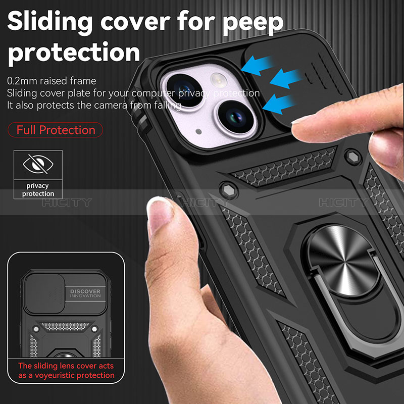 Coque Contour Silicone et Plastique Housse Etui Mat avec Magnetique Support Bague Anneau MQ1 pour Apple iPhone 15 Plus Plus