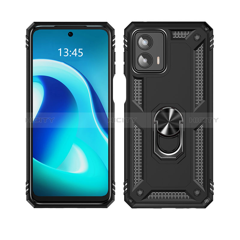 Coque Contour Silicone et Plastique Housse Etui Mat avec Magnetique Support Bague Anneau MQ1 pour Motorola Moto G 5G (2023) Plus