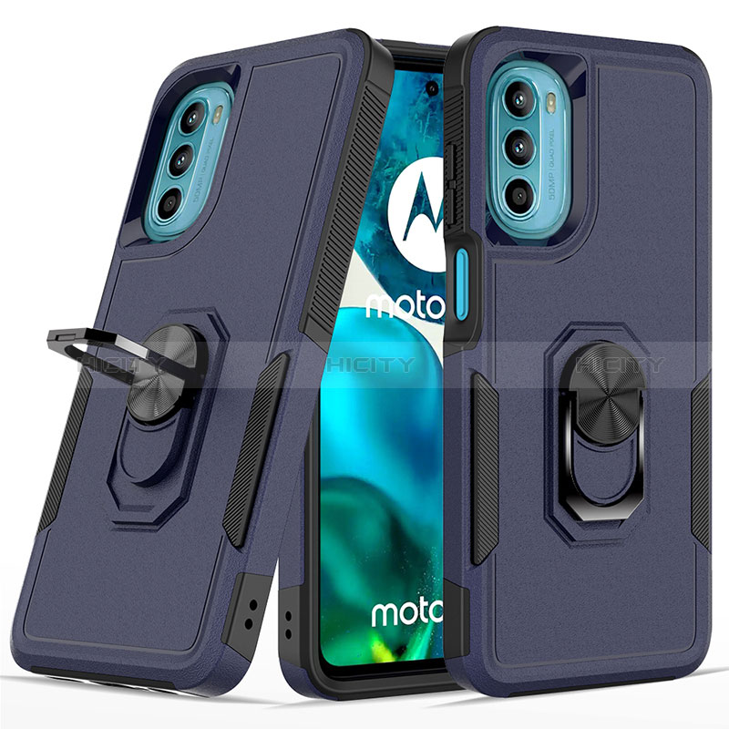 Coque Contour Silicone et Plastique Housse Etui Mat avec Magnetique Support Bague Anneau MQ1 pour Motorola Moto G82 5G Plus