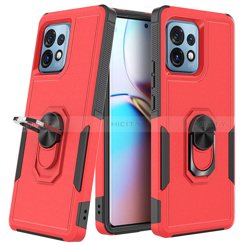 Coque Contour Silicone et Plastique Housse Etui Mat avec Magnetique Support Bague Anneau MQ1 pour Motorola Moto X40 5G Rouge Plus