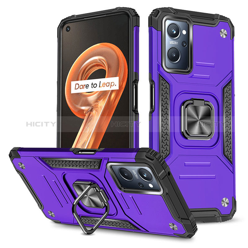 Coque Contour Silicone et Plastique Housse Etui Mat avec Magnetique Support Bague Anneau MQ1 pour Oppo A96 4G Violet Plus