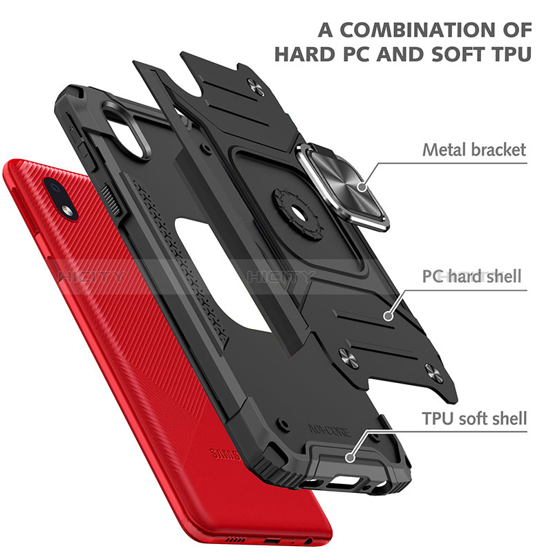 Coque Contour Silicone et Plastique Housse Etui Mat avec Magnetique Support Bague Anneau MQ1 pour Samsung Galaxy A01 Core Plus