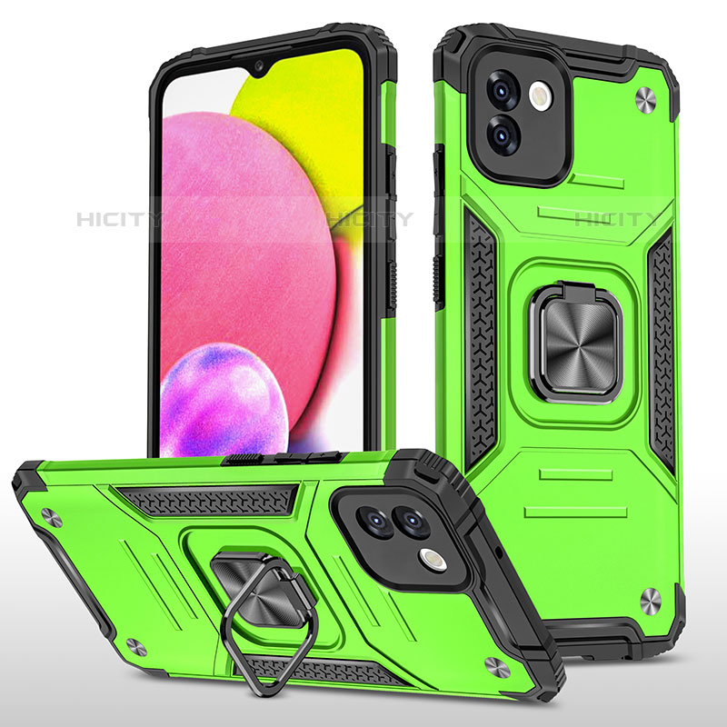 Coque Contour Silicone et Plastique Housse Etui Mat avec Magnetique Support Bague Anneau MQ1 pour Samsung Galaxy A03 Plus