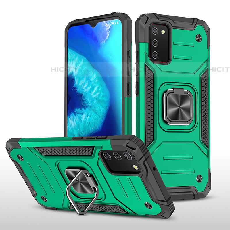 Coque Contour Silicone et Plastique Housse Etui Mat avec Magnetique Support Bague Anneau MQ1 pour Samsung Galaxy A03s Plus