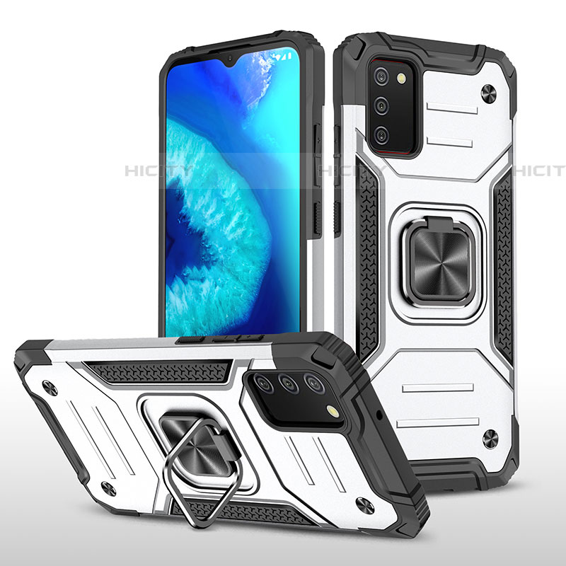 Coque Contour Silicone et Plastique Housse Etui Mat avec Magnetique Support Bague Anneau MQ1 pour Samsung Galaxy A03s Plus