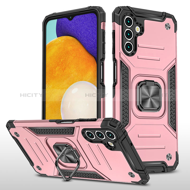 Coque Contour Silicone et Plastique Housse Etui Mat avec Magnetique Support Bague Anneau MQ1 pour Samsung Galaxy A04s Or Rose Plus