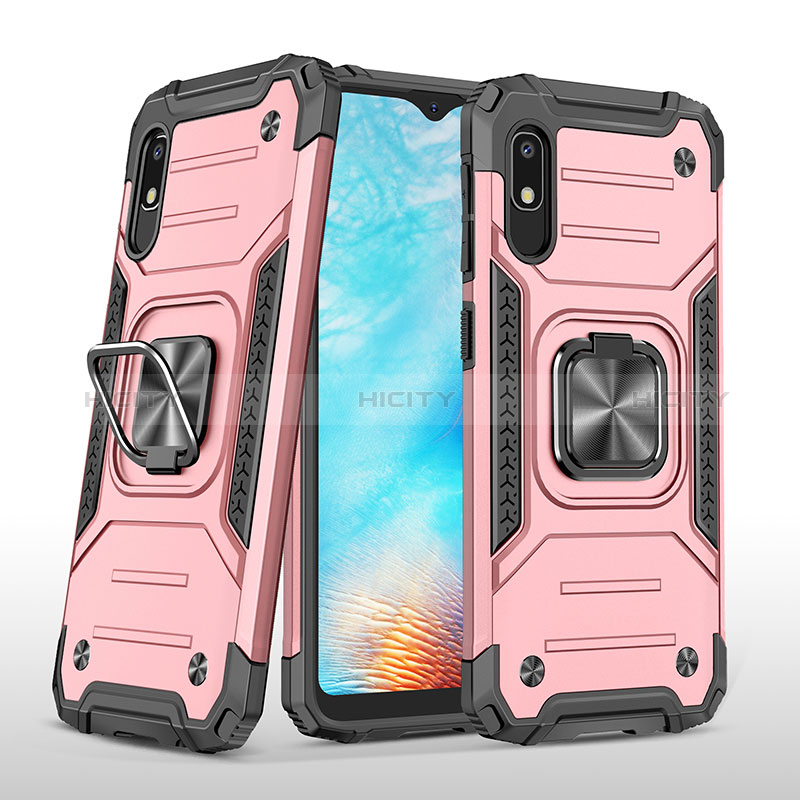 Coque Contour Silicone et Plastique Housse Etui Mat avec Magnetique Support Bague Anneau MQ1 pour Samsung Galaxy A10e Or Rose Plus