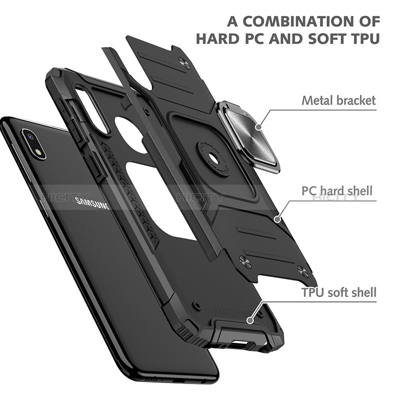 Coque Contour Silicone et Plastique Housse Etui Mat avec Magnetique Support Bague Anneau MQ1 pour Samsung Galaxy A10e Plus