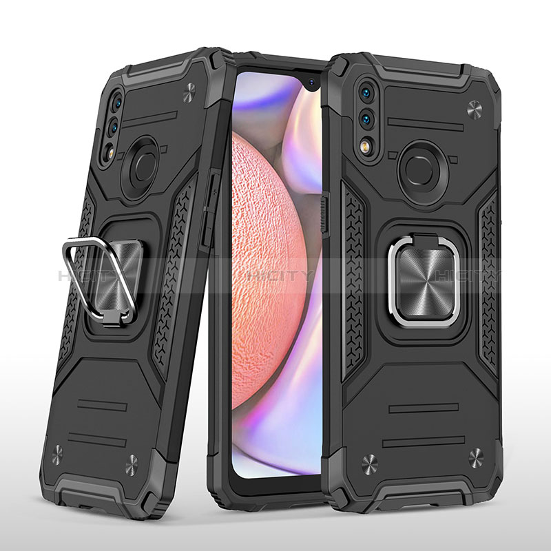 Coque Contour Silicone et Plastique Housse Etui Mat avec Magnetique Support Bague Anneau MQ1 pour Samsung Galaxy A10s Noir Plus