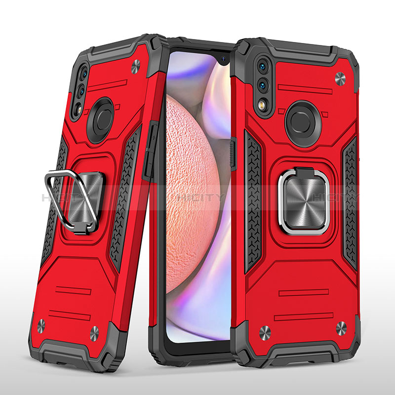 Coque Contour Silicone et Plastique Housse Etui Mat avec Magnetique Support Bague Anneau MQ1 pour Samsung Galaxy A10s Rouge Plus