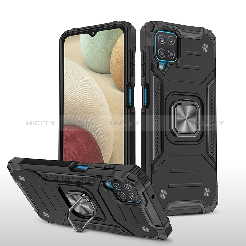 Coque Contour Silicone et Plastique Housse Etui Mat avec Magnetique Support Bague Anneau MQ1 pour Samsung Galaxy A12 Nacho Plus