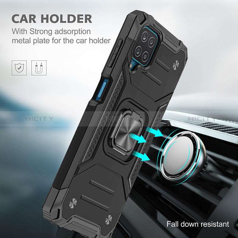 Coque Contour Silicone et Plastique Housse Etui Mat avec Magnetique Support Bague Anneau MQ1 pour Samsung Galaxy A12 Plus