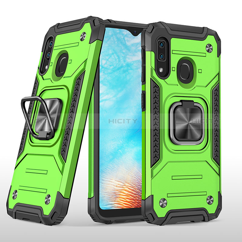 Coque Contour Silicone et Plastique Housse Etui Mat avec Magnetique Support Bague Anneau MQ1 pour Samsung Galaxy A20e Vert Plus