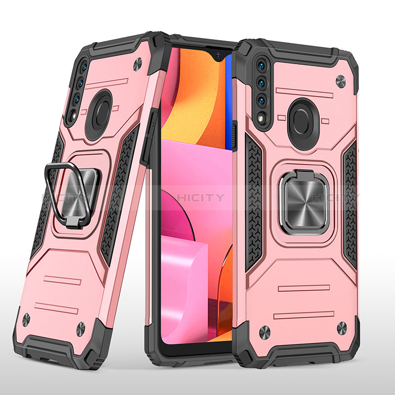 Coque Contour Silicone et Plastique Housse Etui Mat avec Magnetique Support Bague Anneau MQ1 pour Samsung Galaxy A20s Or Rose Plus