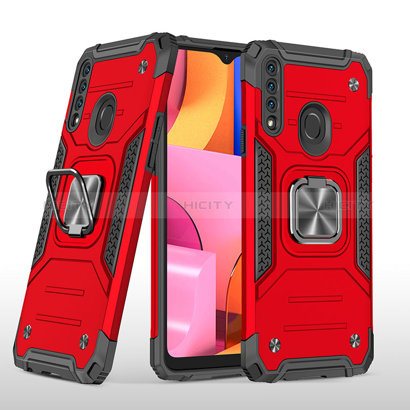 Coque Contour Silicone et Plastique Housse Etui Mat avec Magnetique Support Bague Anneau MQ1 pour Samsung Galaxy A20s Rouge Plus