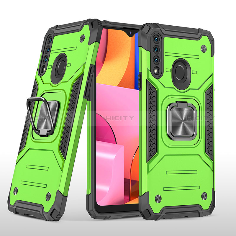 Coque Contour Silicone et Plastique Housse Etui Mat avec Magnetique Support Bague Anneau MQ1 pour Samsung Galaxy A20s Vert Plus