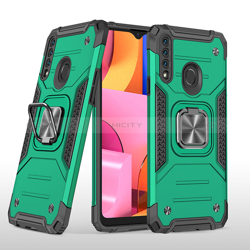 Coque Contour Silicone et Plastique Housse Etui Mat avec Magnetique Support Bague Anneau MQ1 pour Samsung Galaxy A20s Vert Nuit Plus