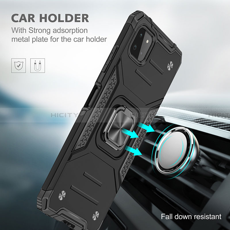 Coque Contour Silicone et Plastique Housse Etui Mat avec Magnetique Support Bague Anneau MQ1 pour Samsung Galaxy A22 5G Plus