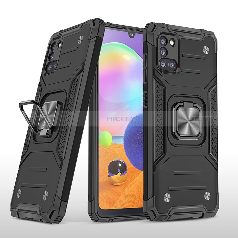 Coque Contour Silicone et Plastique Housse Etui Mat avec Magnetique Support Bague Anneau MQ1 pour Samsung Galaxy A31 Plus