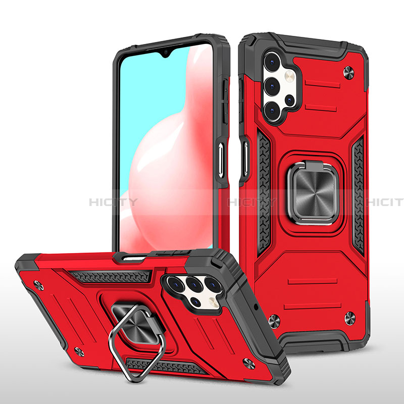 Coque Contour Silicone et Plastique Housse Etui Mat avec Magnetique Support Bague Anneau MQ1 pour Samsung Galaxy A32 5G Rouge Plus