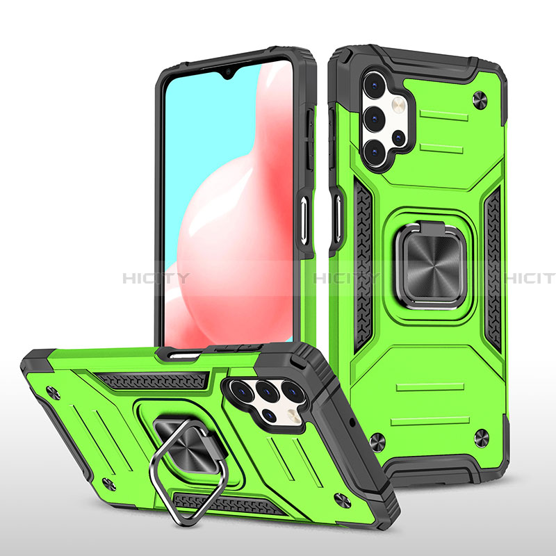 Coque Contour Silicone et Plastique Housse Etui Mat avec Magnetique Support Bague Anneau MQ1 pour Samsung Galaxy A32 5G Vert Plus