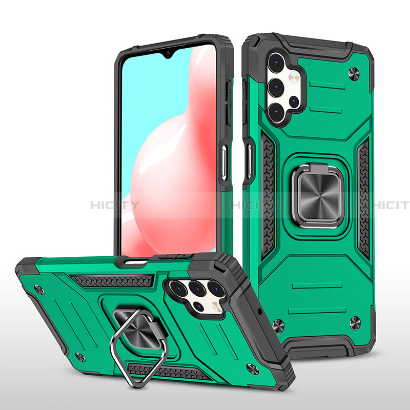 Coque Contour Silicone et Plastique Housse Etui Mat avec Magnetique Support Bague Anneau MQ1 pour Samsung Galaxy A32 5G Vert Nuit Plus