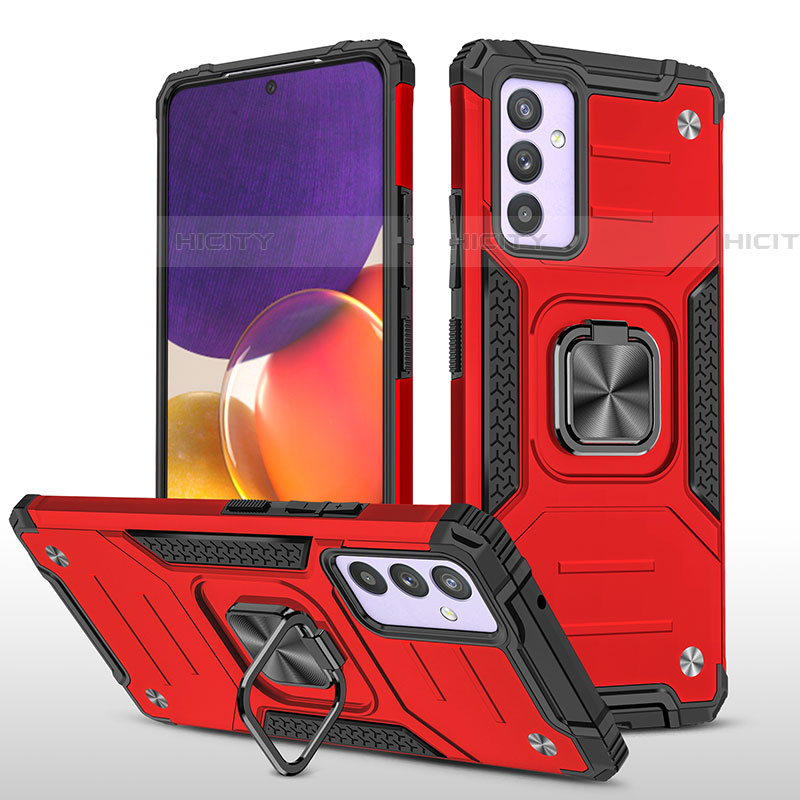 Coque Contour Silicone et Plastique Housse Etui Mat avec Magnetique Support Bague Anneau MQ1 pour Samsung Galaxy A34 5G Rouge Plus