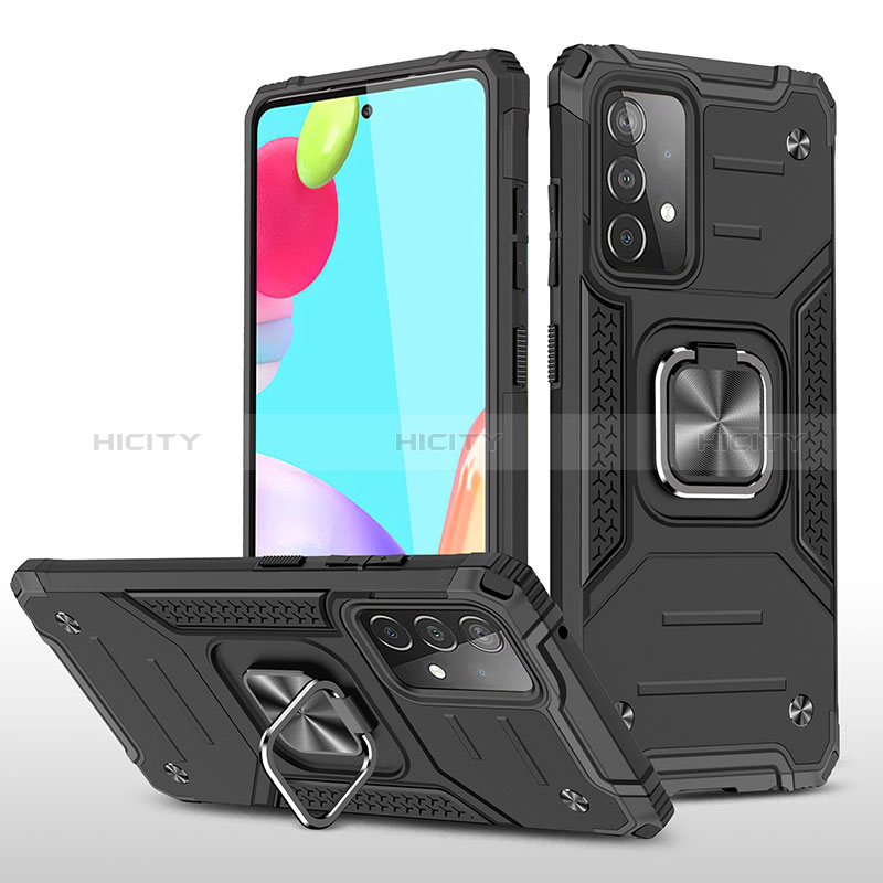 Coque Contour Silicone et Plastique Housse Etui Mat avec Magnetique Support Bague Anneau MQ1 pour Samsung Galaxy A52s 5G Noir Plus