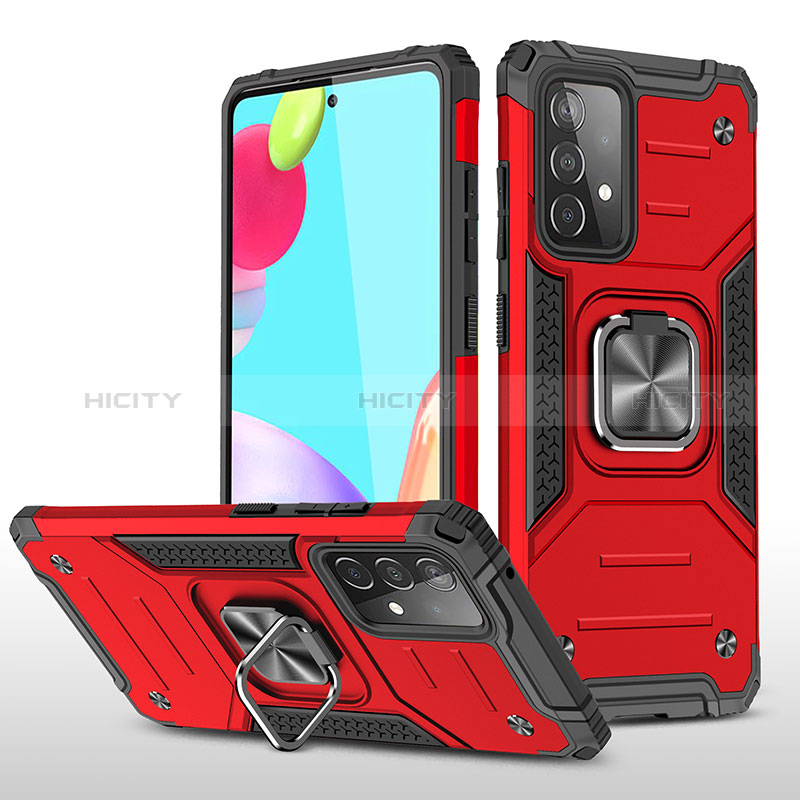 Coque Contour Silicone et Plastique Housse Etui Mat avec Magnetique Support Bague Anneau MQ1 pour Samsung Galaxy A52s 5G Rouge Plus