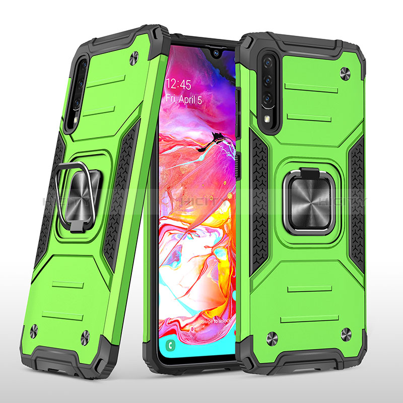 Coque Contour Silicone et Plastique Housse Etui Mat avec Magnetique Support Bague Anneau MQ1 pour Samsung Galaxy A70 Plus