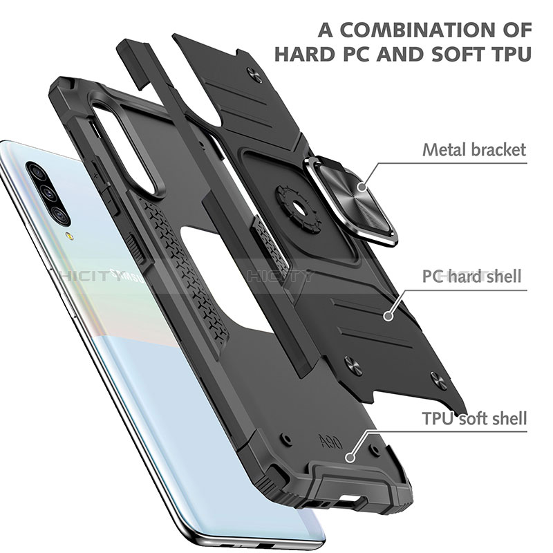 Coque Contour Silicone et Plastique Housse Etui Mat avec Magnetique Support Bague Anneau MQ1 pour Samsung Galaxy A90 5G Plus