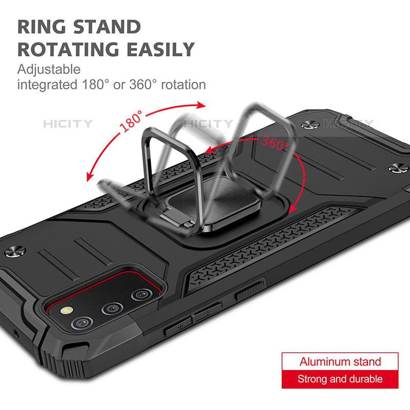 Coque Contour Silicone et Plastique Housse Etui Mat avec Magnetique Support Bague Anneau MQ1 pour Samsung Galaxy M02s Plus