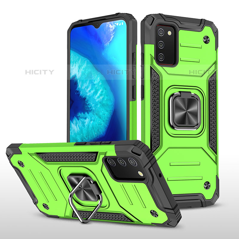 Coque Contour Silicone et Plastique Housse Etui Mat avec Magnetique Support Bague Anneau MQ1 pour Samsung Galaxy M02s Vert Plus