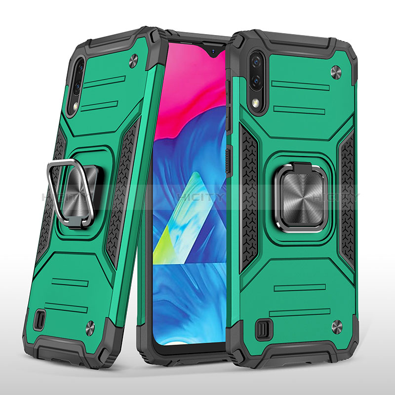 Coque Contour Silicone et Plastique Housse Etui Mat avec Magnetique Support Bague Anneau MQ1 pour Samsung Galaxy M10 Vert Nuit Plus