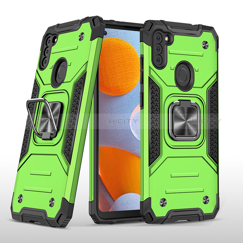 Coque Contour Silicone et Plastique Housse Etui Mat avec Magnetique Support Bague Anneau MQ1 pour Samsung Galaxy M11 Plus