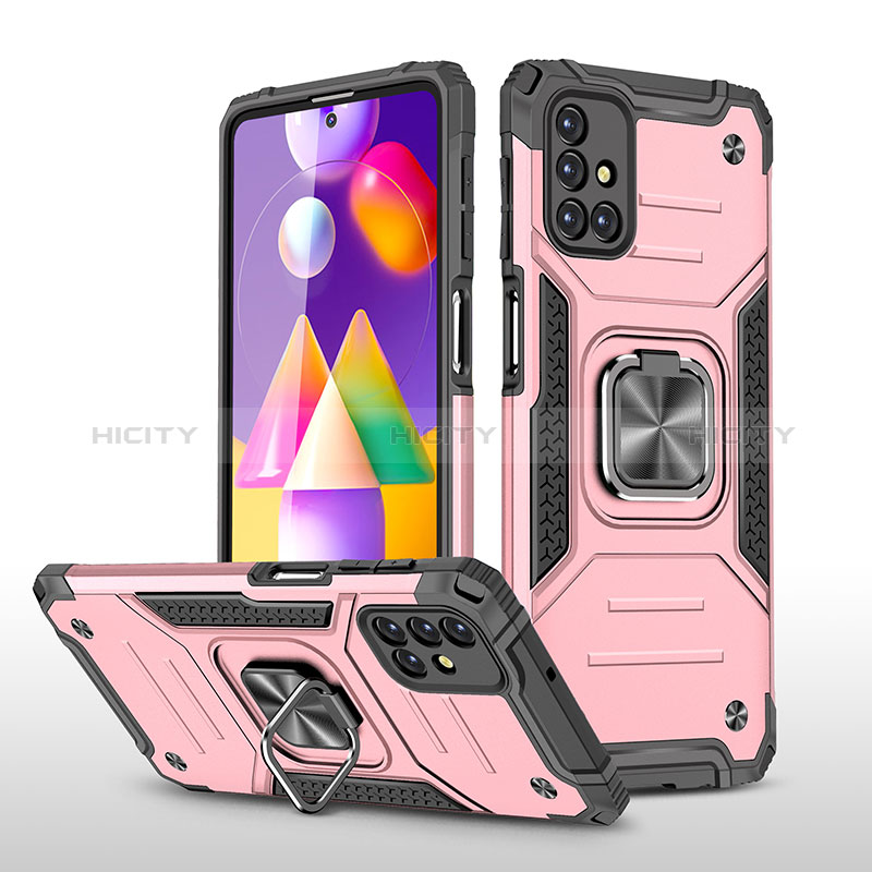 Coque Contour Silicone et Plastique Housse Etui Mat avec Magnetique Support Bague Anneau MQ1 pour Samsung Galaxy M31s Plus