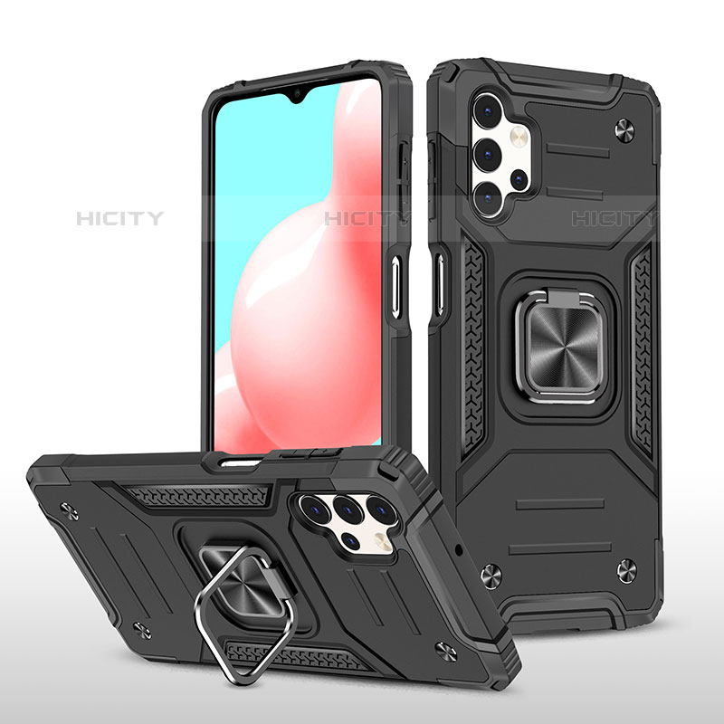 Coque Contour Silicone et Plastique Housse Etui Mat avec Magnetique Support Bague Anneau MQ1 pour Samsung Galaxy M32 5G Noir Plus