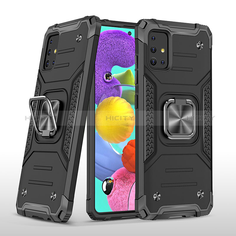 Coque Contour Silicone et Plastique Housse Etui Mat avec Magnetique Support Bague Anneau MQ1 pour Samsung Galaxy M40S Noir Plus