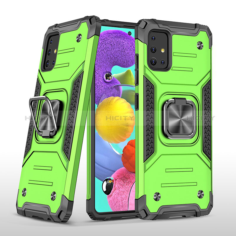 Coque Contour Silicone et Plastique Housse Etui Mat avec Magnetique Support Bague Anneau MQ1 pour Samsung Galaxy M40S Vert Plus