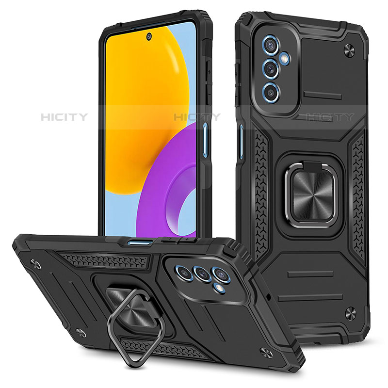 Coque Contour Silicone et Plastique Housse Etui Mat avec Magnetique Support Bague Anneau MQ1 pour Samsung Galaxy M52 5G Noir Plus