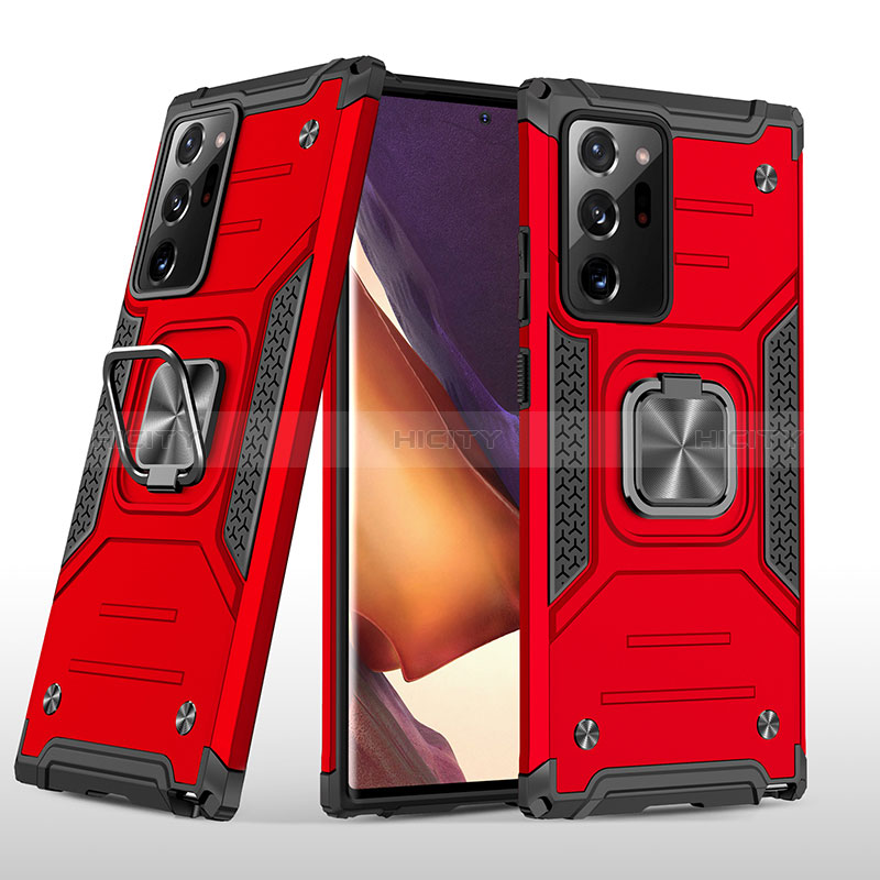 Coque Contour Silicone et Plastique Housse Etui Mat avec Magnetique Support Bague Anneau MQ1 pour Samsung Galaxy Note 20 Ultra 5G Rouge Plus