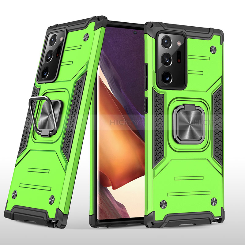 Coque Contour Silicone et Plastique Housse Etui Mat avec Magnetique Support Bague Anneau MQ1 pour Samsung Galaxy Note 20 Ultra 5G Vert Plus