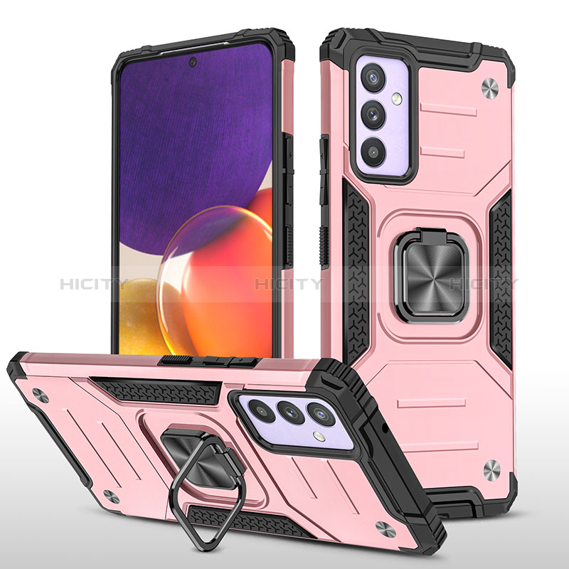 Coque Contour Silicone et Plastique Housse Etui Mat avec Magnetique Support Bague Anneau MQ1 pour Samsung Galaxy Quantum2 5G Or Rose Plus