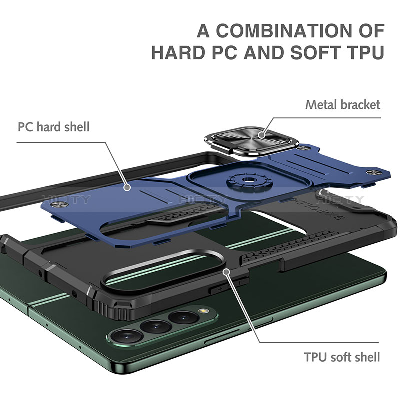 Coque Contour Silicone et Plastique Housse Etui Mat avec Magnetique Support Bague Anneau MQ1 pour Samsung Galaxy Z Fold3 5G Plus