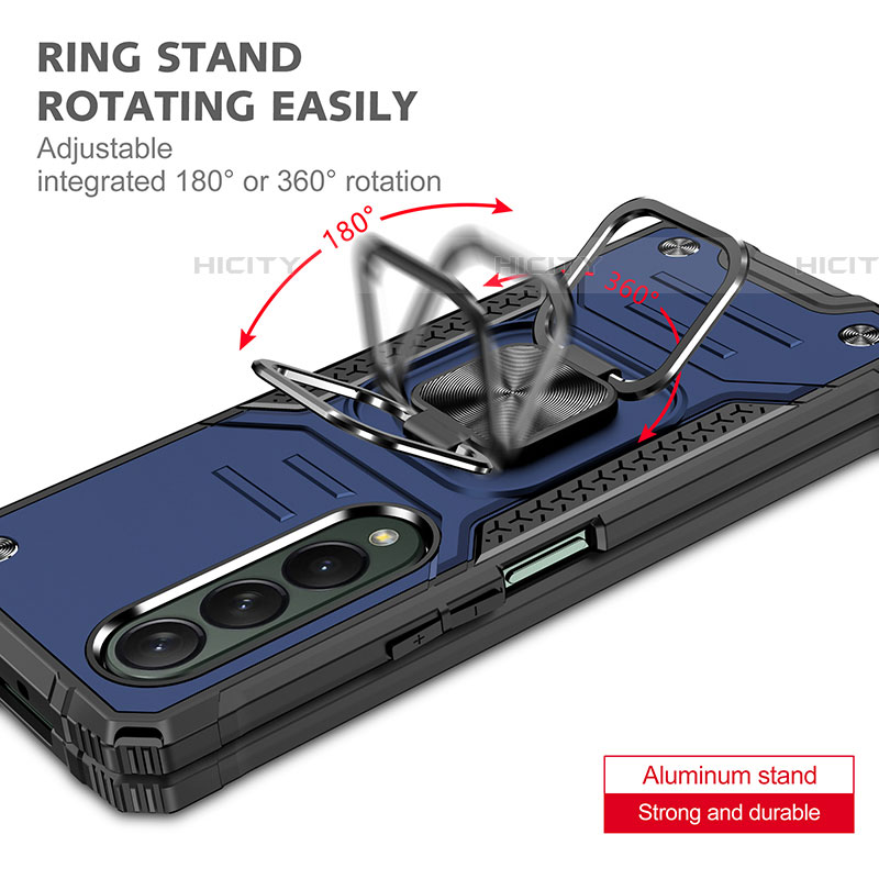 Coque Contour Silicone et Plastique Housse Etui Mat avec Magnetique Support Bague Anneau MQ1 pour Samsung Galaxy Z Fold4 5G Plus