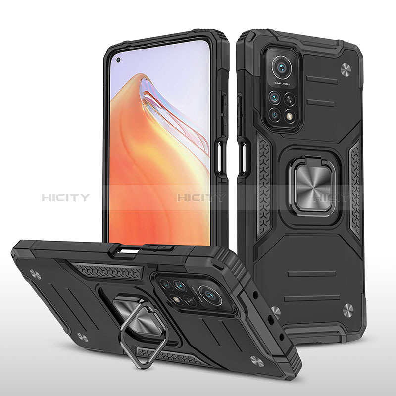 Coque Contour Silicone et Plastique Housse Etui Mat avec Magnetique Support Bague Anneau MQ1 pour Xiaomi Mi 10T 5G Noir Plus