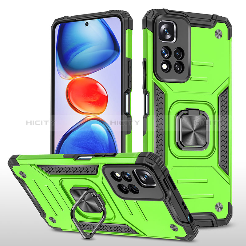 Coque Contour Silicone et Plastique Housse Etui Mat avec Magnetique Support Bague Anneau MQ1 pour Xiaomi Mi 11i 5G (2022) Vert Plus