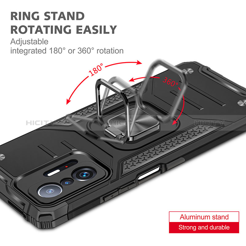 Coque Contour Silicone et Plastique Housse Etui Mat avec Magnetique Support Bague Anneau MQ1 pour Xiaomi Mi 11T 5G Plus