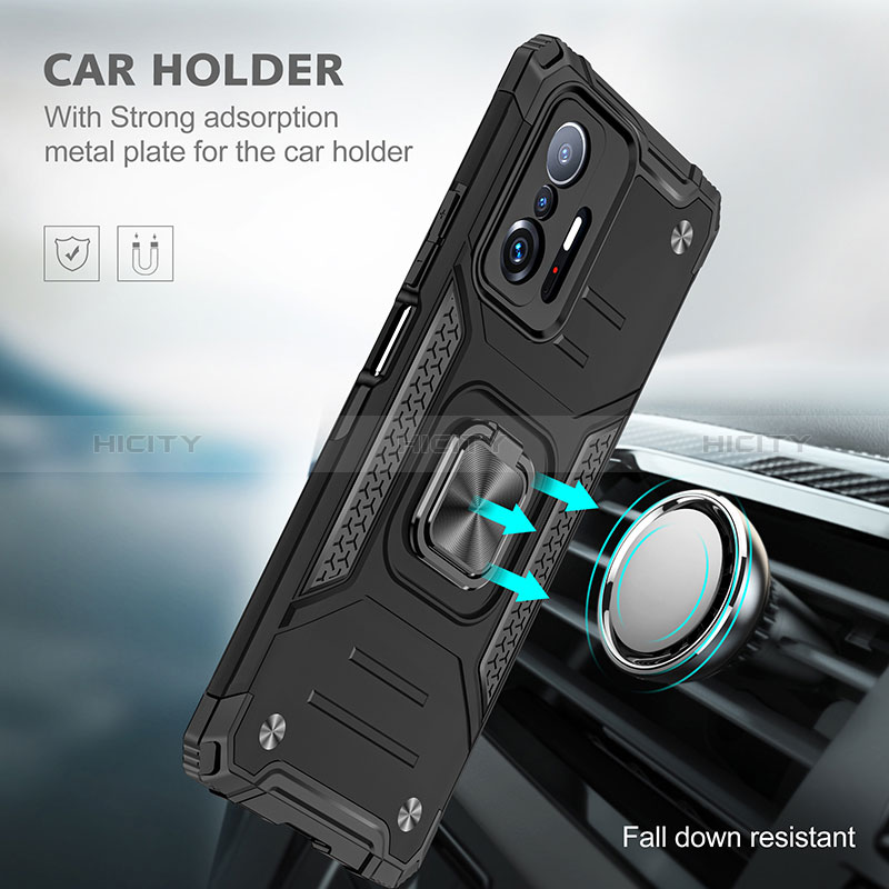 Coque Contour Silicone et Plastique Housse Etui Mat avec Magnetique Support Bague Anneau MQ1 pour Xiaomi Mi 11T 5G Plus